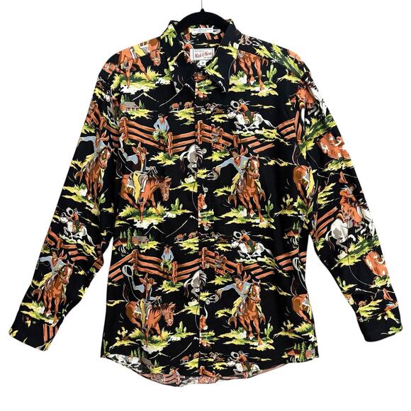 VTG Nick & Nora Western Cowboy Shirt Size M Shady Character Button Tailored NEW